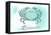 Delaware - Crab - Teal - Coastal Icon-Lantern Press-Framed Stretched Canvas