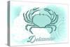 Delaware - Crab - Teal - Coastal Icon-Lantern Press-Stretched Canvas