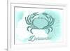 Delaware - Crab - Teal - Coastal Icon-Lantern Press-Framed Premium Giclee Print