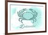 Delaware - Crab - Teal - Coastal Icon-Lantern Press-Framed Premium Giclee Print