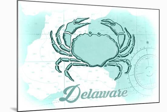 Delaware - Crab - Teal - Coastal Icon-Lantern Press-Mounted Premium Giclee Print