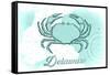 Delaware - Crab - Teal - Coastal Icon-Lantern Press-Framed Stretched Canvas