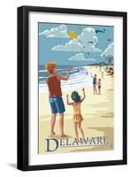 Delaware - Kite Flyers-Lantern Press-Framed Art Print