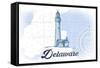 Delaware - Lighthouse - Blue - Coastal Icon-Lantern Press-Framed Stretched Canvas