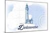 Delaware - Lighthouse - Blue - Coastal Icon-Lantern Press-Mounted Art Print