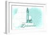Delaware - Lighthouse - Teal - Coastal Icon-Lantern Press-Framed Art Print