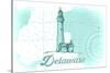 Delaware - Lighthouse - Teal - Coastal Icon-Lantern Press-Stretched Canvas