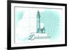 Delaware - Lighthouse - Teal - Coastal Icon-Lantern Press-Framed Premium Giclee Print