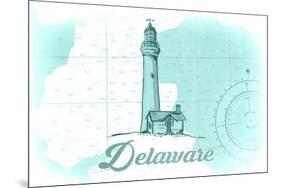 Delaware - Lighthouse - Teal - Coastal Icon-Lantern Press-Mounted Premium Giclee Print