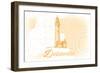 Delaware - Lighthouse - Yellow - Coastal Icon-Lantern Press-Framed Art Print