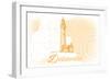 Delaware - Lighthouse - Yellow - Coastal Icon-Lantern Press-Framed Art Print