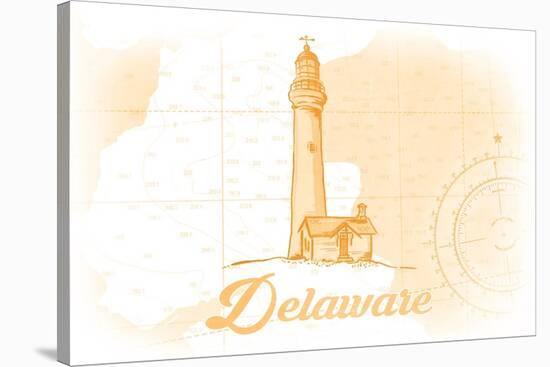 Delaware - Lighthouse - Yellow - Coastal Icon-Lantern Press-Stretched Canvas