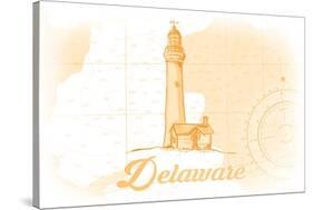 Delaware - Lighthouse - Yellow - Coastal Icon-Lantern Press-Stretched Canvas