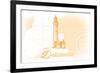 Delaware - Lighthouse - Yellow - Coastal Icon-Lantern Press-Framed Art Print