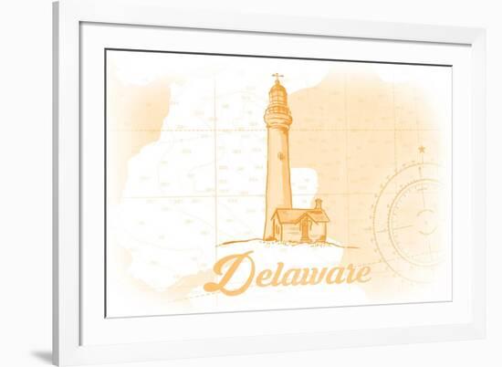 Delaware - Lighthouse - Yellow - Coastal Icon-Lantern Press-Framed Premium Giclee Print