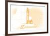 Delaware - Lighthouse - Yellow - Coastal Icon-Lantern Press-Framed Premium Giclee Print
