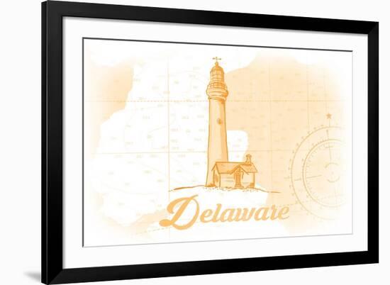 Delaware - Lighthouse - Yellow - Coastal Icon-Lantern Press-Framed Premium Giclee Print