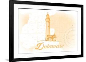 Delaware - Lighthouse - Yellow - Coastal Icon-Lantern Press-Framed Premium Giclee Print