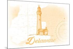 Delaware - Lighthouse - Yellow - Coastal Icon-Lantern Press-Mounted Premium Giclee Print