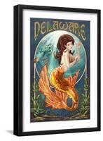 Delaware - Mermaid-Lantern Press-Framed Art Print