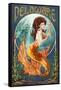 Delaware - Mermaid-Lantern Press-Framed Stretched Canvas