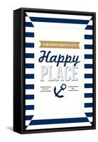 Delaware - Rehoboth Beach is My Happy Place - Stripes-Lantern Press-Framed Stretched Canvas
