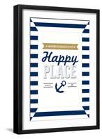 Delaware - Rehoboth Beach is My Happy Place - Stripes-Lantern Press-Framed Art Print