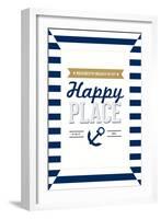 Delaware - Rehoboth Beach is My Happy Place - Stripes-Lantern Press-Framed Art Print