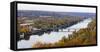 Delaware River Scenic with a View of New Hope, Pennsylvania-George Oze-Framed Stretched Canvas