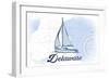 Delaware - Sailboat - Blue - Coastal Icon-Lantern Press-Framed Art Print