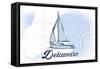 Delaware - Sailboat - Blue - Coastal Icon-Lantern Press-Framed Stretched Canvas