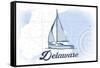 Delaware - Sailboat - Blue - Coastal Icon-Lantern Press-Framed Stretched Canvas