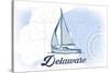 Delaware - Sailboat - Blue - Coastal Icon-Lantern Press-Stretched Canvas