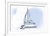 Delaware - Sailboat - Blue - Coastal Icon-Lantern Press-Framed Art Print