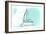 Delaware - Sailboat - Teal - Coastal Icon-Lantern Press-Framed Art Print