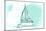 Delaware - Sailboat - Teal - Coastal Icon-Lantern Press-Mounted Art Print