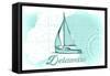 Delaware - Sailboat - Teal - Coastal Icon-Lantern Press-Framed Stretched Canvas