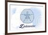 Delaware - Sand Dollar - Blue - Coastal Icon-Lantern Press-Framed Art Print