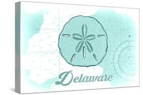 Delaware - Sand Dollar - Teal - Coastal Icon-Lantern Press-Stretched Canvas