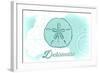 Delaware - Sand Dollar - Teal - Coastal Icon-Lantern Press-Framed Art Print