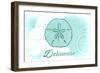 Delaware - Sand Dollar - Teal - Coastal Icon-Lantern Press-Framed Art Print