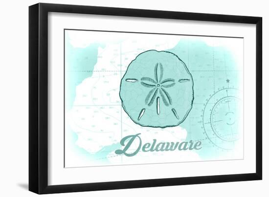 Delaware - Sand Dollar - Teal - Coastal Icon-Lantern Press-Framed Art Print