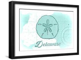 Delaware - Sand Dollar - Teal - Coastal Icon-Lantern Press-Framed Art Print