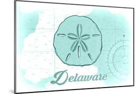 Delaware - Sand Dollar - Teal - Coastal Icon-Lantern Press-Mounted Art Print