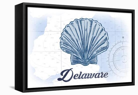 Delaware - Scallop Shell - Blue - Coastal Icon-Lantern Press-Framed Stretched Canvas