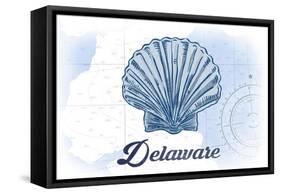 Delaware - Scallop Shell - Blue - Coastal Icon-Lantern Press-Framed Stretched Canvas