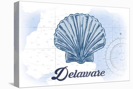 Delaware - Scallop Shell - Blue - Coastal Icon-Lantern Press-Stretched Canvas