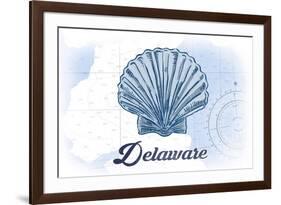 Delaware - Scallop Shell - Blue - Coastal Icon-Lantern Press-Framed Art Print