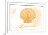 Delaware - Scallop Shell - Yellow - Coastal Icon-Lantern Press-Framed Premium Giclee Print