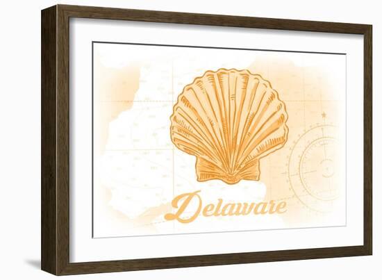 Delaware - Scallop Shell - Yellow - Coastal Icon-Lantern Press-Framed Art Print